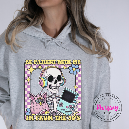 Substantial nostalgia graphic hoodie with colorful 90s skeleton illustration