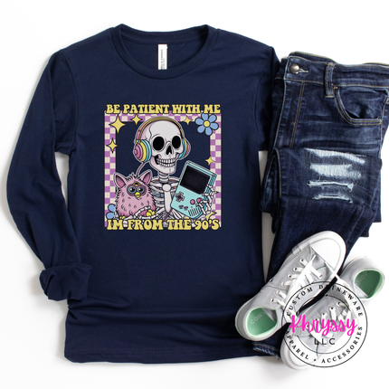Layerable nostalgia graphic long sleeve with colorful 90s skeleton illustration