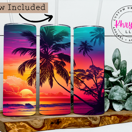 Twilight Glow Beach Sunset 20oz Tumbler with Straw