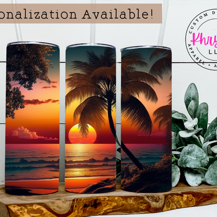 Beach Sunset Paradise 20oz Tumbler with Straw