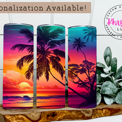 Twilight Glow Beach Sunset 20oz Tumbler with Straw
