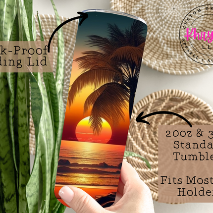Beach Sunset Paradise 20oz Tumbler with Straw