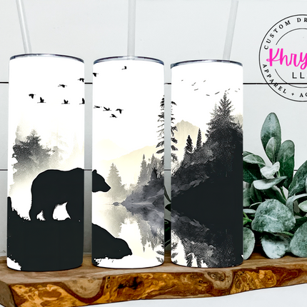 Wilderness Warrior Black Bear Hunter 20oz Tumbler with Straw
