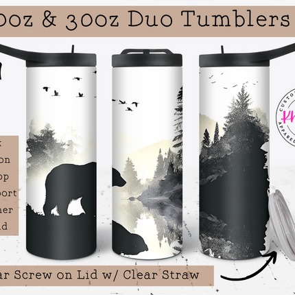 Wilderness Warrior Black Bear Hunter 20oz Tumbler with Straw