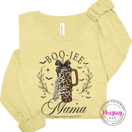 Citron long sleeve tee with the leopard tumbler with bow Halloween mama print