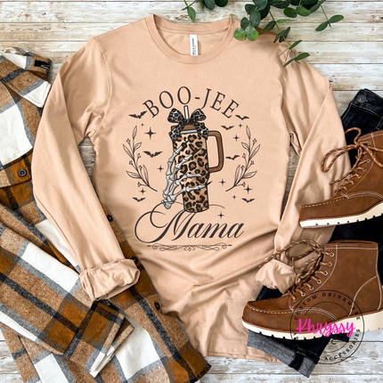 Sand dune tee with a boo-jee mama leopard tumbler illustration.