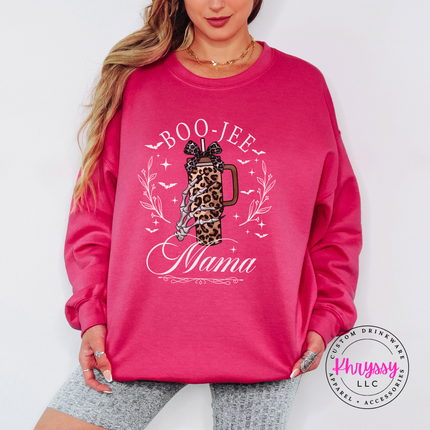 Heliconia crewneck sweatshirt with the leopard tumbler with bow Halloween mama print
