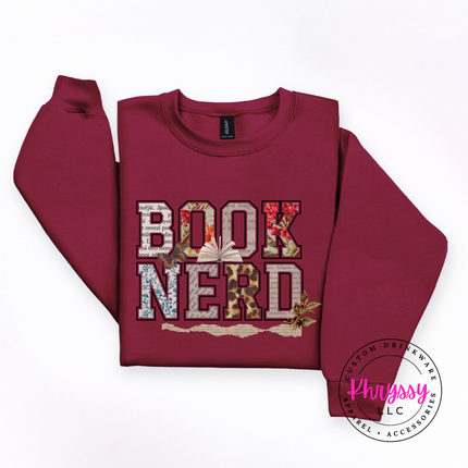 Book Nerd Floral Collage Crewneck Sweatshirt | Reader Gift Women