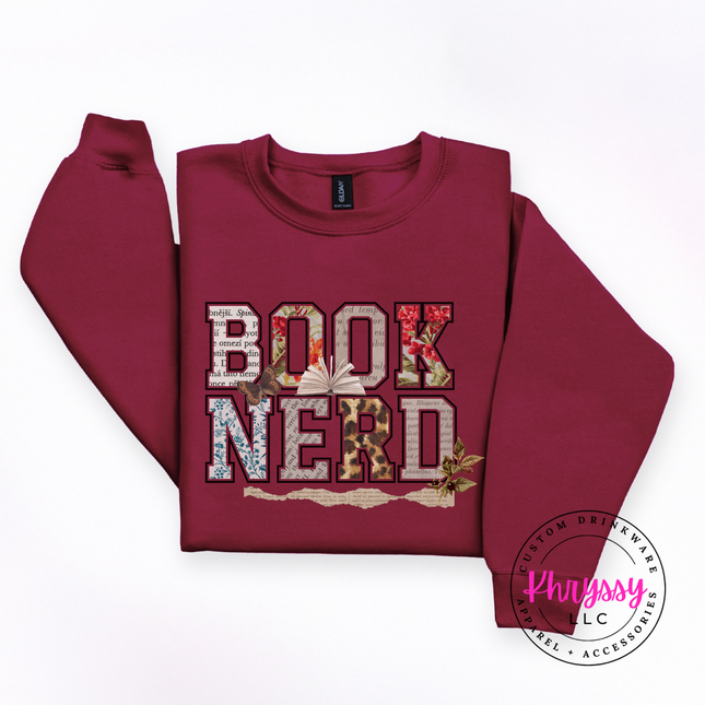 Book Nerd Floral Collage Crewneck Sweatshirt | Reader Gift Women