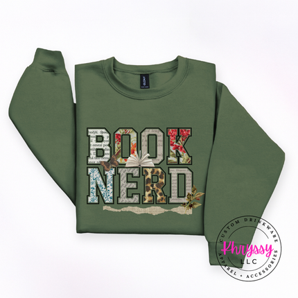 Book Nerd Floral Collage Crewneck Sweatshirt | Reader Gift Women