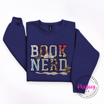 Book Nerd Floral Collage Crewneck Sweatshirt | Reader Gift Women