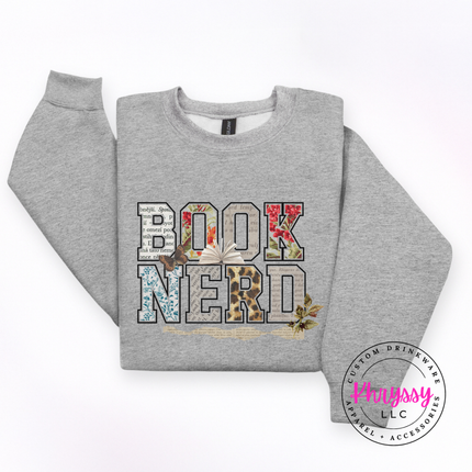 Book Nerd Floral Collage Crewneck Sweatshirt | Reader Gift Women