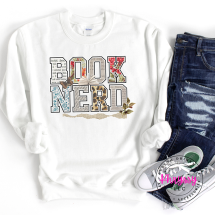 Book Nerd Floral Collage Crewneck Sweatshirt | Reader Gift Women