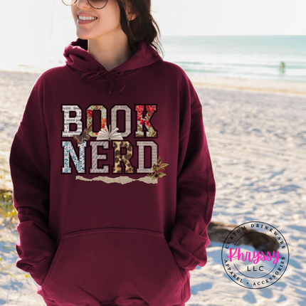 Book Nerd Floral Collage Hoodie | Beautiful Bookish Gift for Women