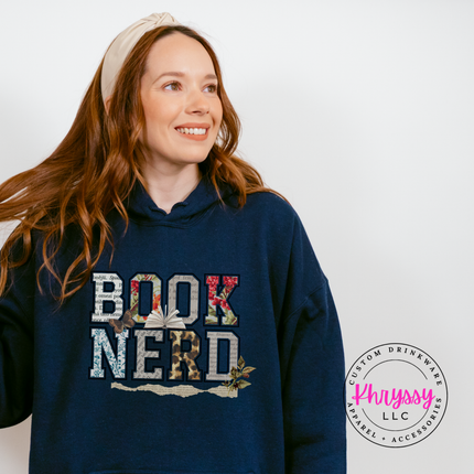 Book Nerd Floral Collage Hoodie | Beautiful Bookish Gift for Women