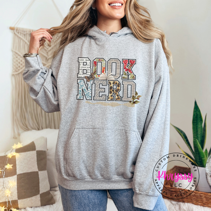 Book Nerd Floral Collage Hoodie | Beautiful Bookish Gift for Women
