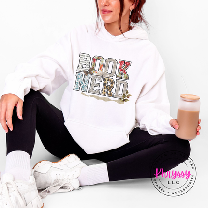 Book Nerd Floral Collage Hoodie | Beautiful Bookish Gift for Women