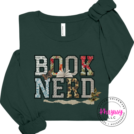 Book Nerd Floral Collage Long Sleeve Tee | Reader Gift for Women