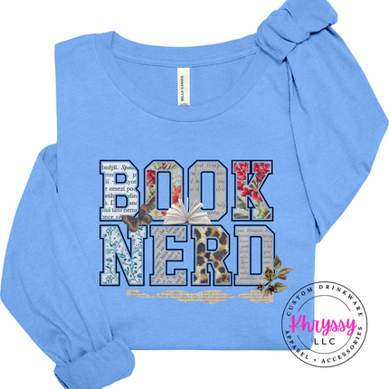 Book Nerd Floral Collage Long Sleeve Tee | Reader Gift for Women