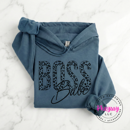 Boss Babe Leopard Graphic Hoodie Warm Gift for Female Entrepreneurs