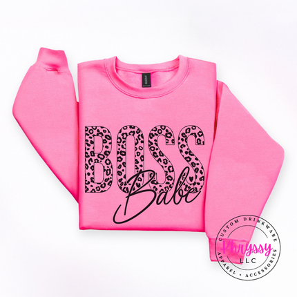 Boss Babe Leopard Crewneck Sweatshirt Cozy Gift for Women Leaders