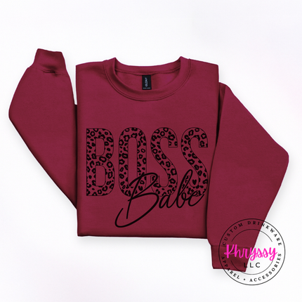 Boss Babe Leopard Crewneck Sweatshirt Cozy Gift for Women Leaders