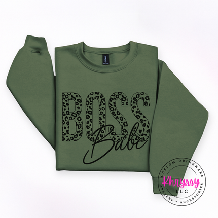 Boss Babe Leopard Crewneck Sweatshirt Cozy Gift for Women Leaders