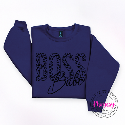 Boss Babe Leopard Crewneck Sweatshirt Cozy Gift for Women Leaders
