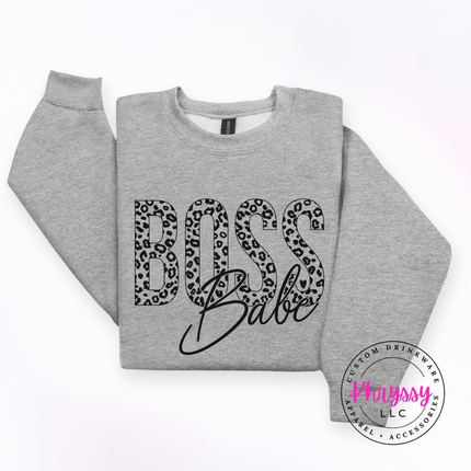 Boss Babe Leopard Crewneck Sweatshirt Cozy Gift for Women Leaders
