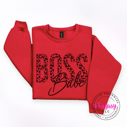 Boss Babe Leopard Crewneck Sweatshirt Cozy Gift for Women Leaders