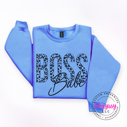 Boss Babe Leopard Crewneck Sweatshirt Cozy Gift for Women Leaders