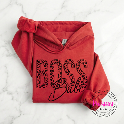 Boss Babe Leopard Graphic Hoodie Warm Gift for Female Entrepreneurs