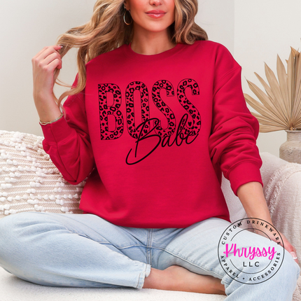 Boss Babe Leopard Crewneck Sweatshirt Cozy Gift for Women Leaders