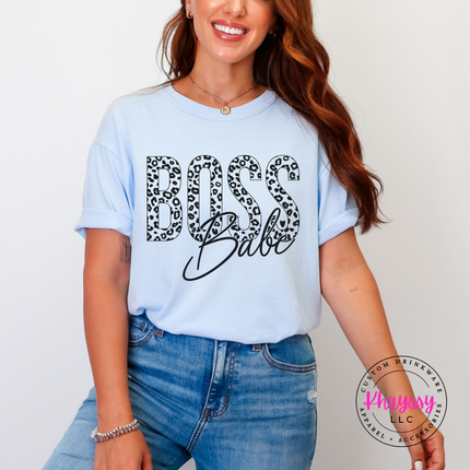 Boss Babe Leopard Print Graphic Tee for Women Who Run Things