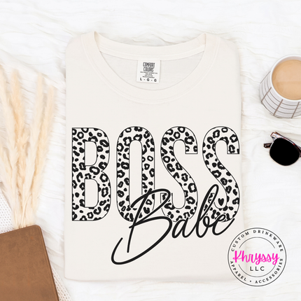 Boss Babe Leopard Print Graphic Tee for Women Who Run Things