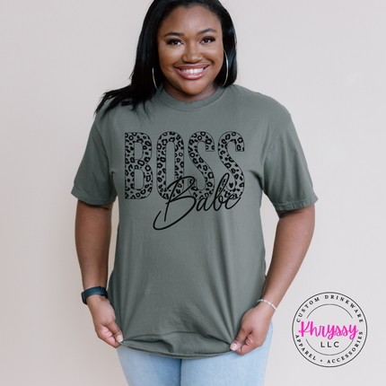 Boss Babe Leopard Print Graphic Tee for Women Who Run Things