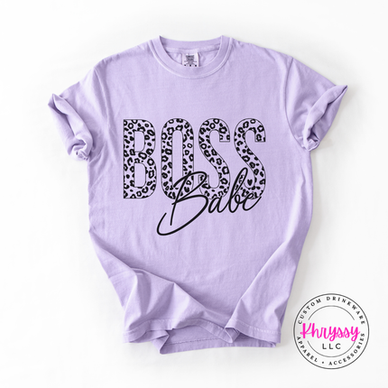 Boss Babe Leopard Print Graphic Tee for Women Who Run Things