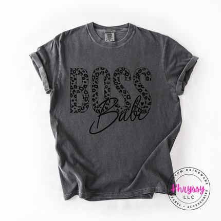 Boss Babe Leopard Print Graphic Tee for Women Who Run Things
