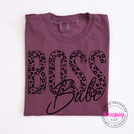 Boss Babe Leopard Print Graphic Tee for Women Who Run Things