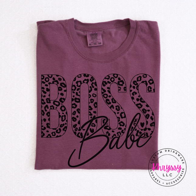 Boss Babe Leopard Print Graphic Tee for Women Who Run Things