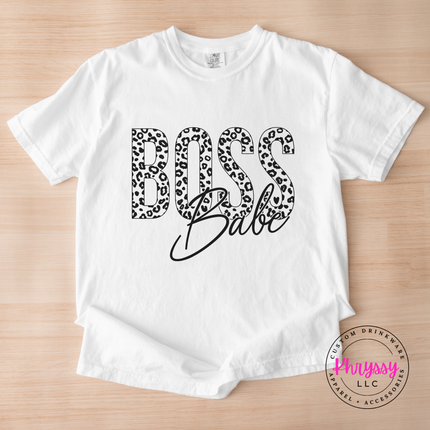Boss Babe Leopard Print Graphic Tee for Women Who Run Things
