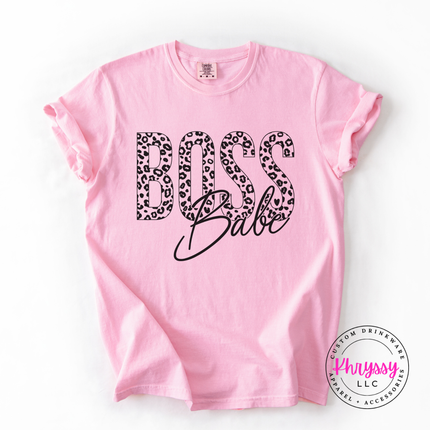 Boss Babe Leopard Print Graphic Tee for Women Who Run Things