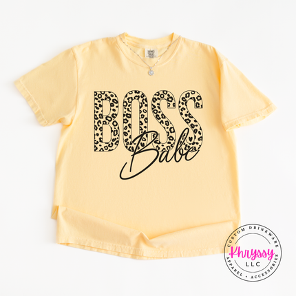 Boss Babe Leopard Print Graphic Tee for Women Who Run Things
