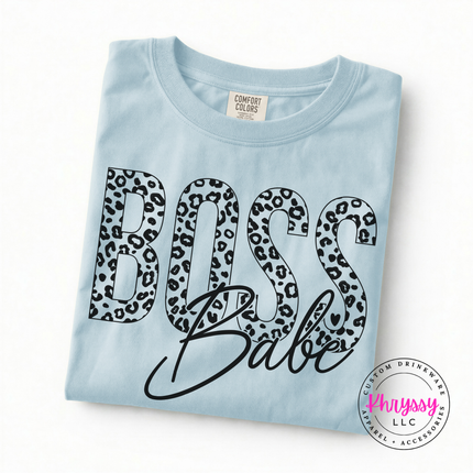 Boss Babe Leopard Print Graphic Tee for Women Who Run Things