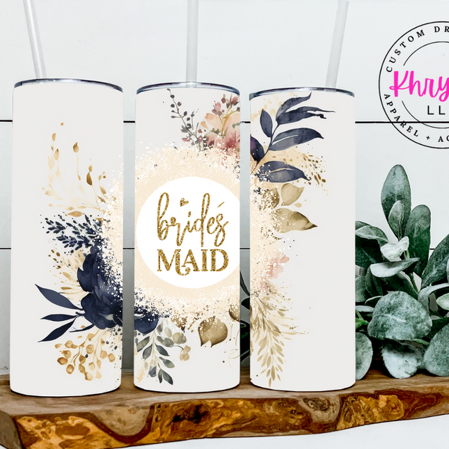 Enchanting Elegance Personalized Bridesmaid 20oz Tumbler for with Straw