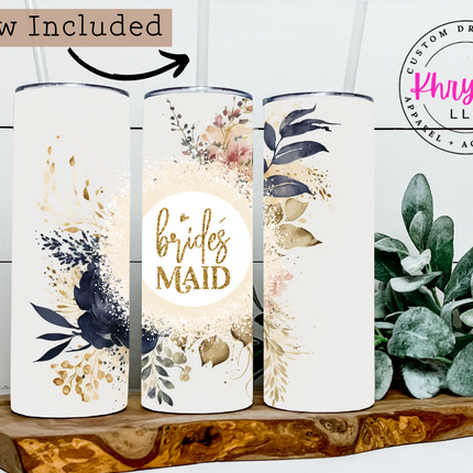 Enchanting Elegance Personalized Bridesmaid 20oz Tumbler for with Straw