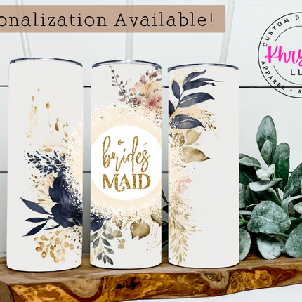 Enchanting Elegance Personalized Bridesmaid 20oz Tumbler for with Straw