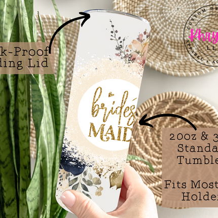Enchanting Elegance Personalized Bridesmaid 20oz Tumbler for with Straw