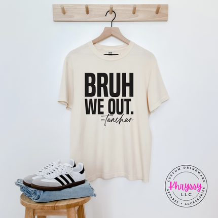 Ivory heavyweight tee with a blunt black teacher statement design.