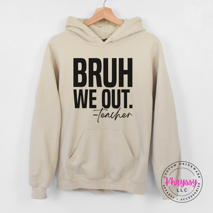 Sand pullover hoodie showing a playful black teacher humor graphic.